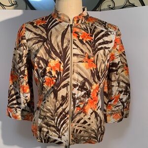 Chico's Vibrant Floral Bomber Jacket